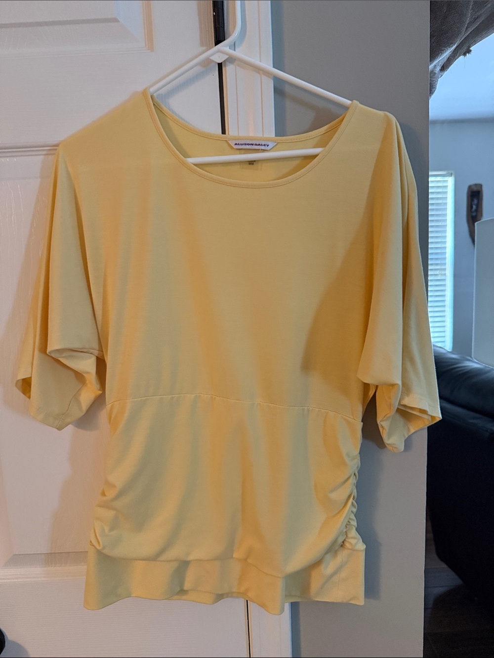Allison Daley Lemon Yellow Short Sleeve Knit Top